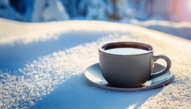 Winter Coffee Cup On Snow