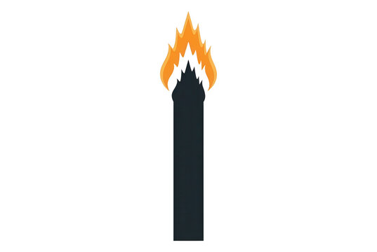 Illustration vectorielle minimaliste d'une torche allum&eacute;e avec une flamme stylis&eacute;e orange et jaune sur un fond blanc, symbole de lumi&egrave;re, de connaissance et d'inspiration.