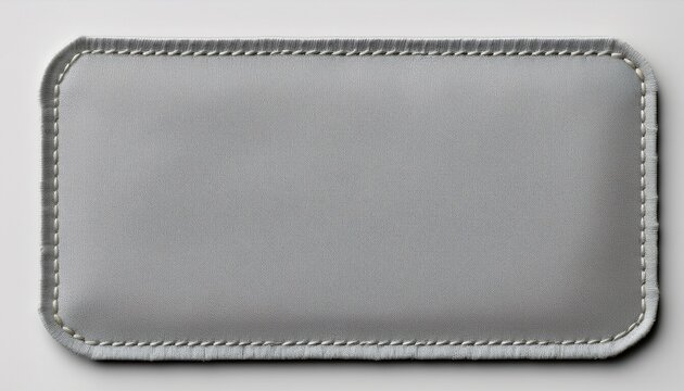 Blank Light Gray Fabric Rectangular Patch Stitched Edges