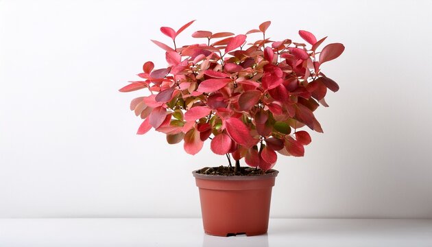Euonymus Fortune Spindle Tree Plant In Flower Pot On White Background
