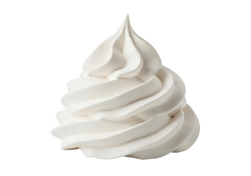Swirl of whipped cream detailed texture on transparent background dairy