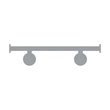 Illustration vectorielle d'une ic&ocirc;ne grise minimaliste repr&eacute;sentant un skateboard de profil ou un essieu, isol&eacute;e sur fond blanc.