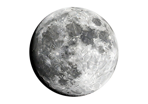Detailed photograph of the waxing gibbous moon on transparent background