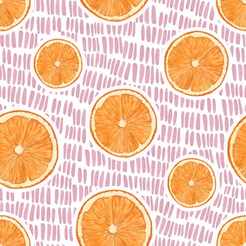 Bright watercolor pattern with oranges