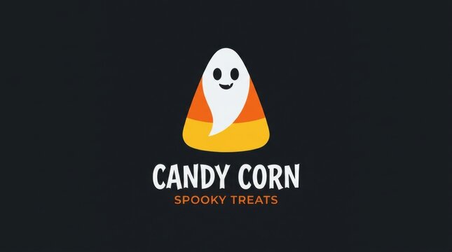 Spooky candy corn ghost logo design for fun Halloween treats and parties