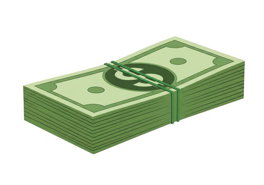 Stack of currency bills with a dollar sign vector illustration on transparent background