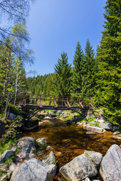 Spring landscape near Karlovsky most, Czech and Poland border, Jizerky mountains, Czech Republic