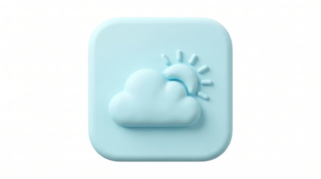 3d render of a weather icon featuring a cloud and a partial sun isolated on white background