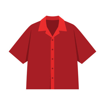 Simple red short sleeve button up shirt icon for casual fashion and summer clothing design Vector