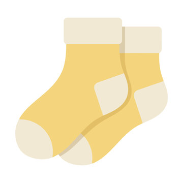 Pair of cute yellow baby socks with soft fabric texture in a simple flat vector illustration Vector