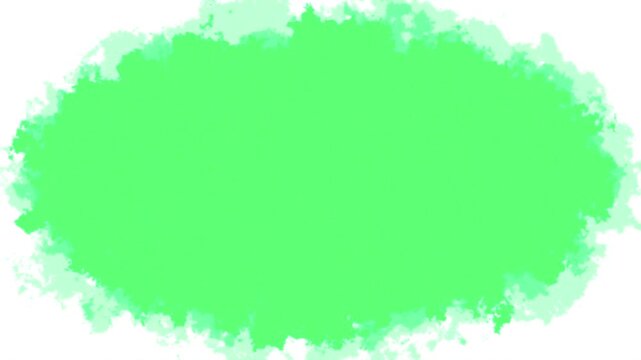 Green Ink Blot Oval Shape Reveal Watercolor Overlay, realistic 2d motion graphics content lifestyle video transition filter, real life smooth effect