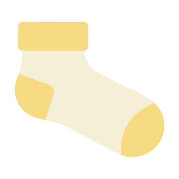 Simple yellow cotton sock icon for clothing and fashion apparel design flat vector illustration Vector