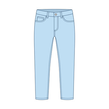 Light blue denim jeans pants design template for fashion clothing and apparel illustration Vector
