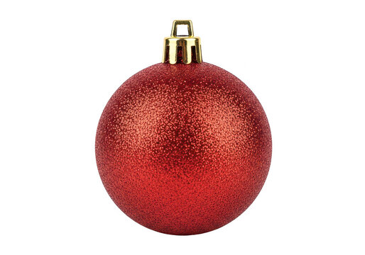 Red christmas ornament with gold cap on transparent background sphere