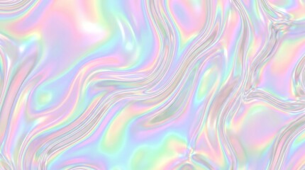 Fototapeta premium Pastel Holographic Fluid Texture Background with Swirling Chrome Lines