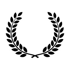 Naklejka premium Black laurel wreath icon with simple leaves for award or victory design symbol Vector