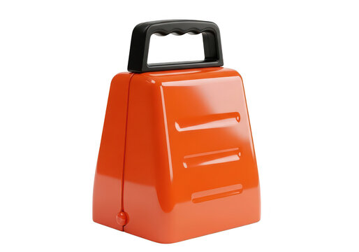 Orange toolbox with black handle rests on transparent background container