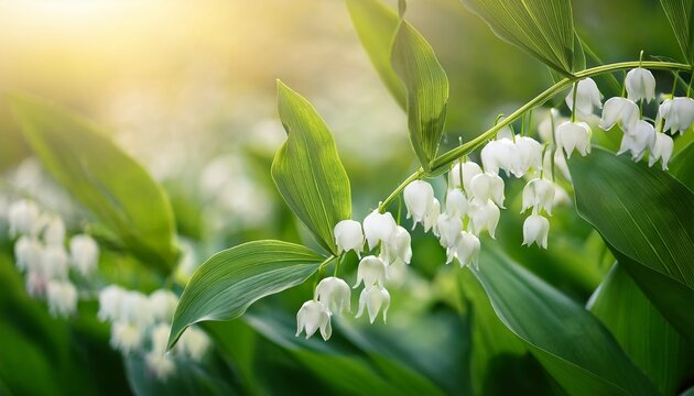 Delicate White Flowers Kupeny Natural Background Solomon S Print Polygonatum Biflorum