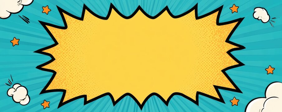 Explosion Comic Book Style Speech Bubble Banner Background.