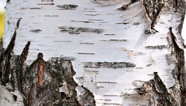 Birch Bark White Peeling Macro Texture As Background