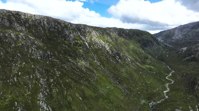 Eas a' Chual Aluinn waterfall, highest waterfall of the United Kingdom, in northern Scotland