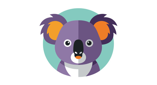 Cute Koala Face Icon Illustration, Isolated on Transparent Background