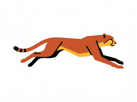 Swift panther running, flat 2D vector illustration, dynamic pose, solid white background.