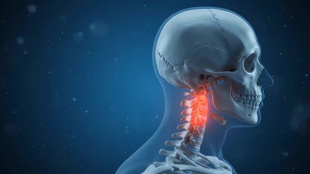 Medical visualization of cervical spine pain and neck inflammation