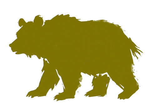 Eine stilisierte, olivgr&uuml;ne Silhouette eines B&auml;ren im Profil, die als grafisches Symbol oder Icon auf einem sauberen, wei&szlig;en Hintergrund isoliert dargestellt ist.