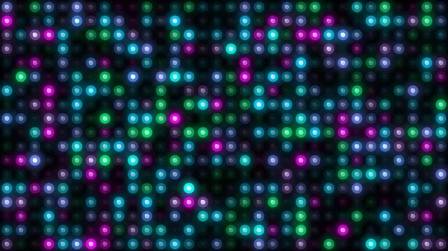 Abstract grid of glowing colorful LED lights background for club or party theme