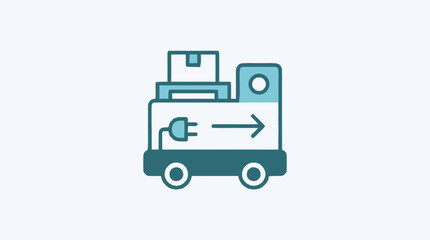 Naklejka premium Flat design delivery truck with packages and plug icon.