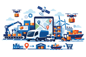 Fototapeta premium Modern logistics and supply chain management with technology and transport