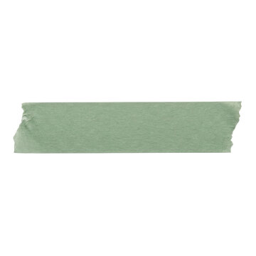 Tira de cinta adhesiva de papel washi de color verde pastel aislada sobre un fondo blanco puro, ideal para scrapbooking, dise&ntilde;o gr&aacute;fico y proyectos de manualidades creativas.