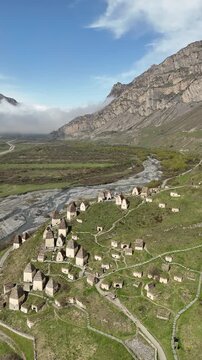 Aerial View of Dargavs, City of the Dead, North Ossetia, Russia