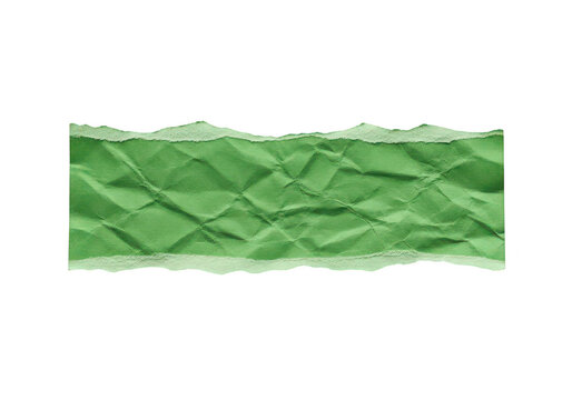 Ripped green paper texture with jagged edges on transparent background