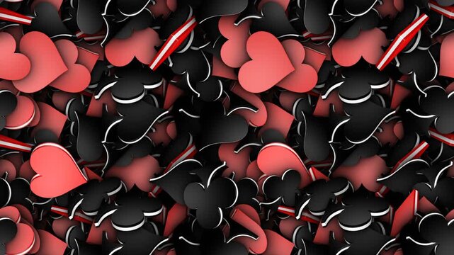 Seamless Falling French Poker Card Suit Symbol Animation, Background, Loop
