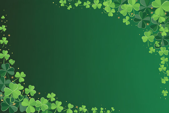 Green shamrock clover leaves border frame background for saint patrick day with shamrock