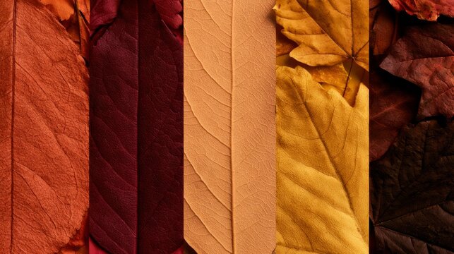Folded autumn fabric in rust, burgundy and golden tones, rich textile texture, cozy style, fall season.