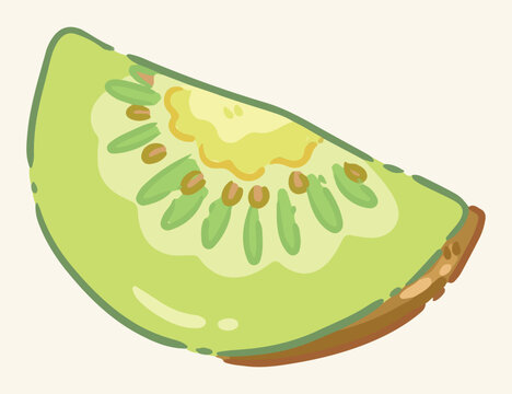 Niocte Fresh kiwi fruit wedge slice, cute cartoon doodle vector illustration