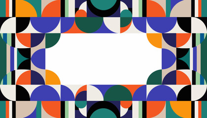 Fototapeta premium Colorful geometric pattern with white space for text