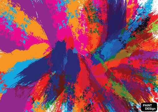 Colorful abstract acrylic paint brush strokes background with vibrant grunge texture. illustration vector design background