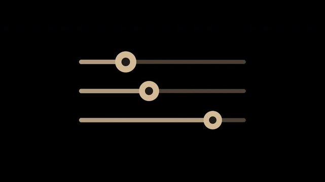 Beige settings sliders adjusting in sequence on transparent background