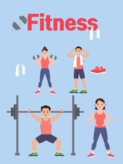 Obraz premium Gym Workout and Fitness Lifestyle Illustration