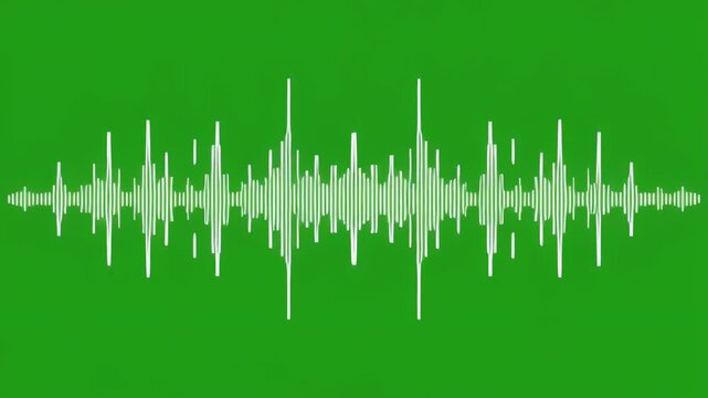 Abstract audio waveform animation with green screen background during digital sound analysis
