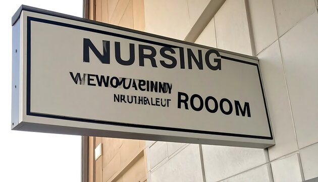 Nursing mother waiting room sign on wooden wall.