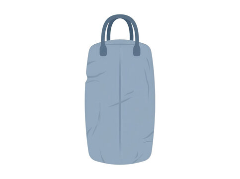 Illustrazione vettoriale di un sacco da bucato o borsa in tessuto azzurro con manici, isolata su sfondo bianco.