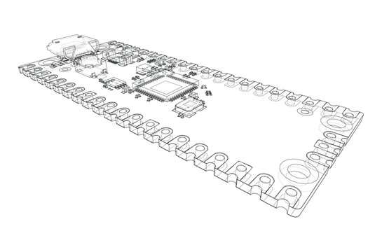circuit board wireframe illustration. Vector