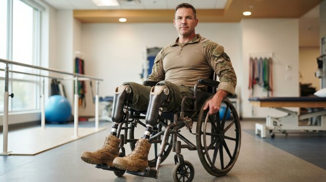 Modern medical aid for military personnel showcasing resilience with advanced prosthetics.