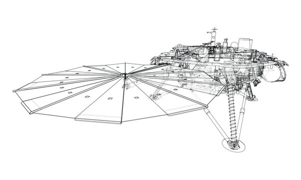 spacecraft wireframe illustration. Vector