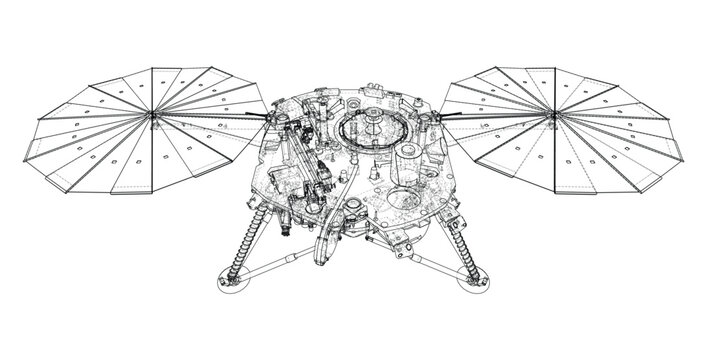 lunar lander wireframe illustration. Vector